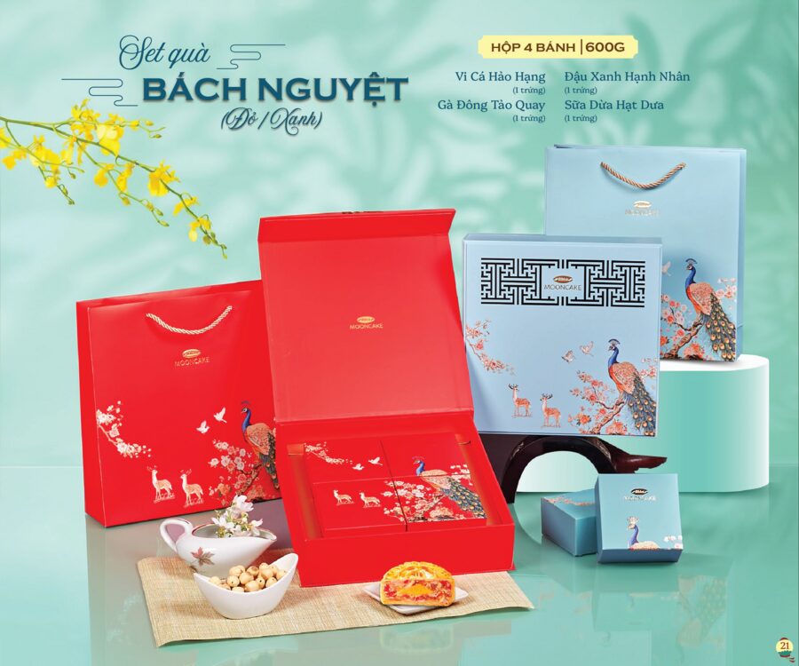Set quà Bách Nguyệt Sen Vàng Bibica 2026 — 600g 4 bánh